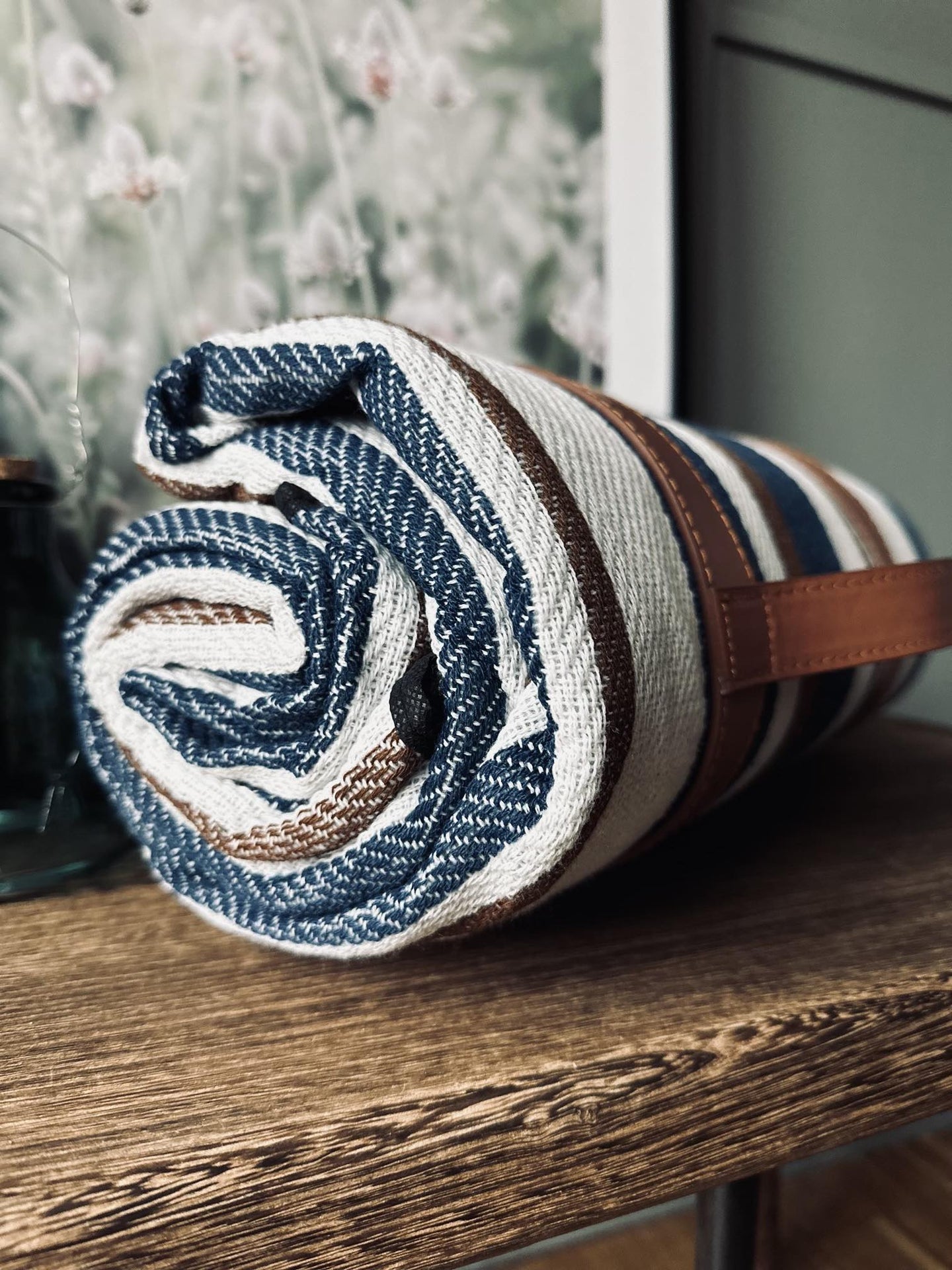 Picnictæppe – Blå strib - VIAMAJA.DK