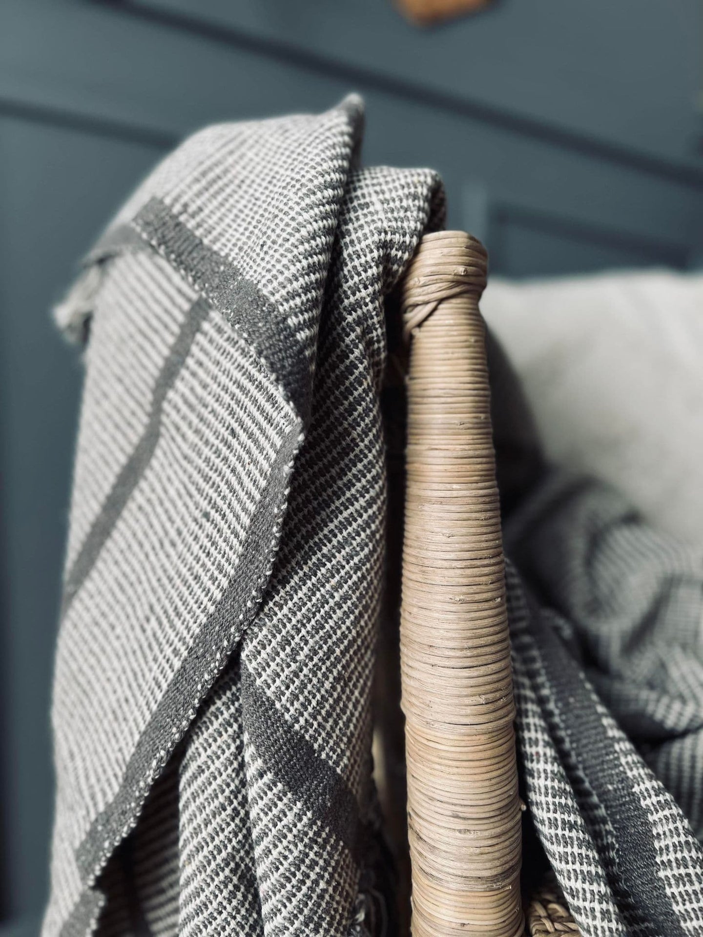 Plaid 125x150 Mocca strib Recycling bomuld - VIAMAJA.DK