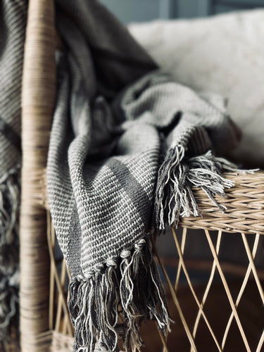 Plaid 125x150 Mocca strib Recycling bomuld - VIAMAJA.DK