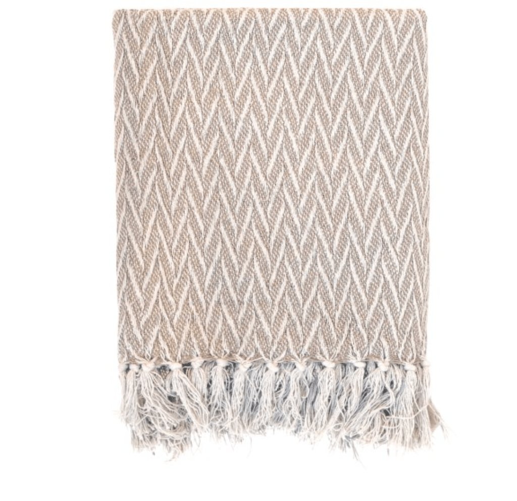Plaid af overskudsgarn – Latte / Natur - VIAMAJA.DK