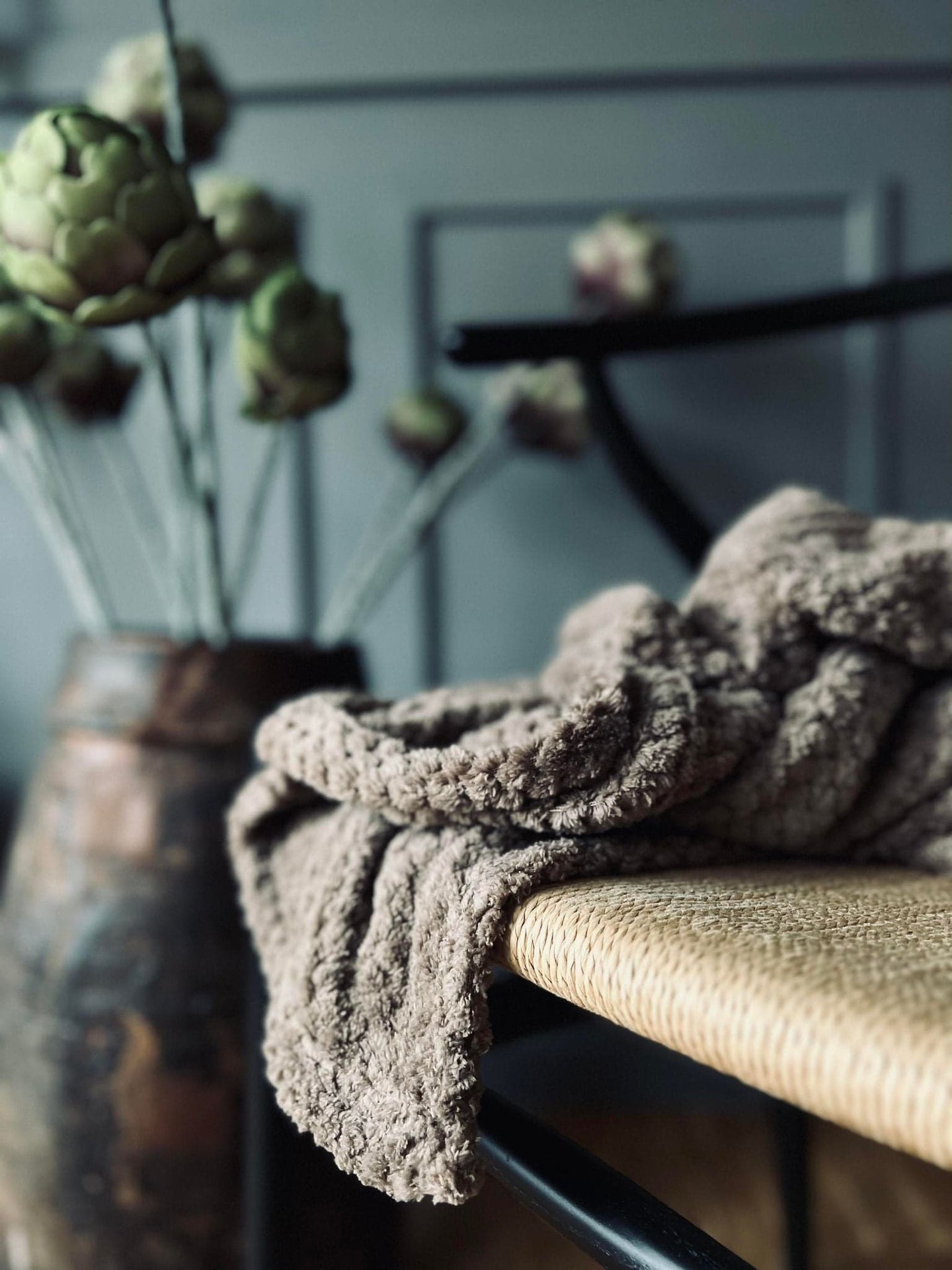 Plaid i Luxus fleece - Taupe - VIAMAJA.DK
