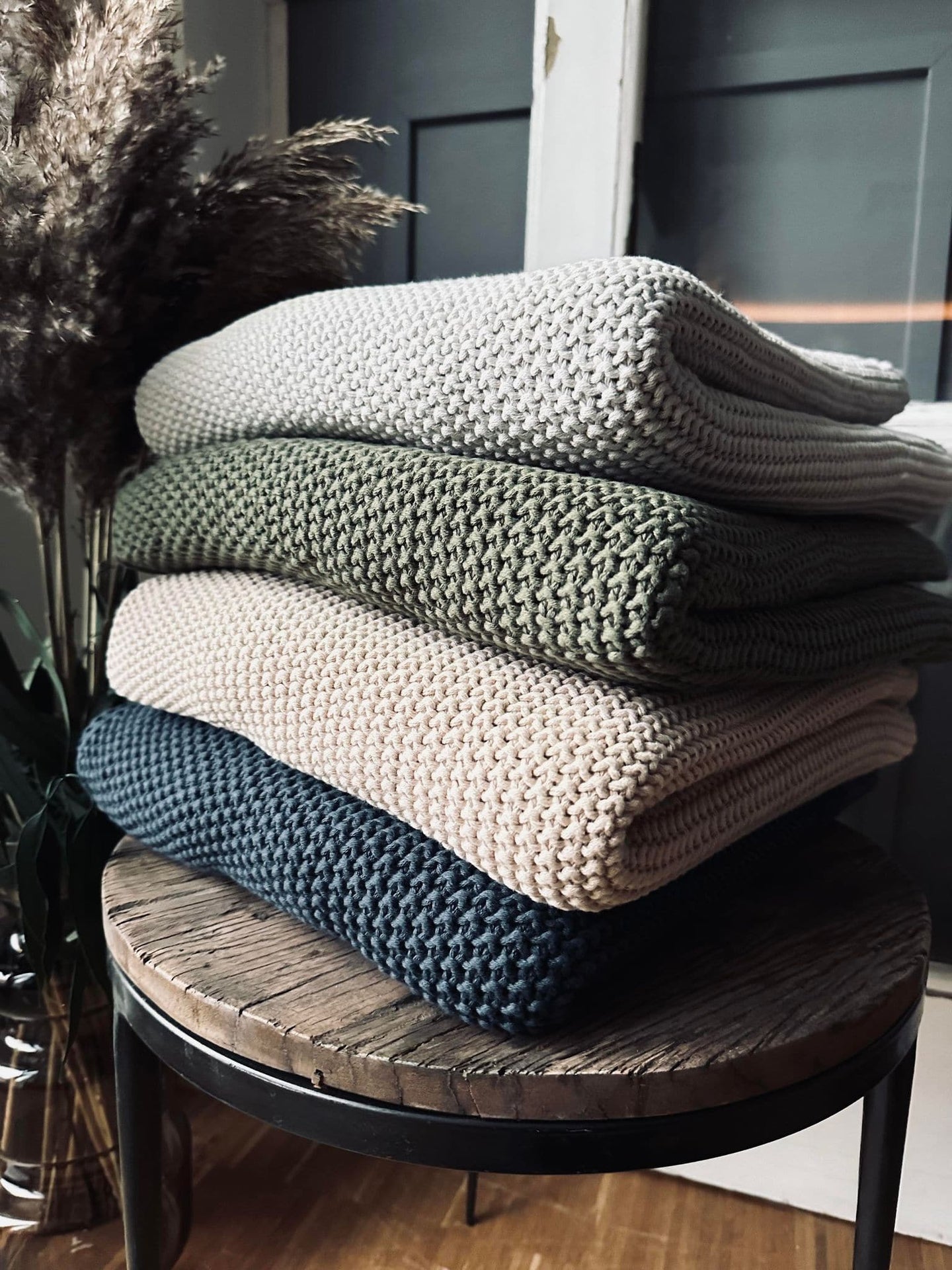 Plaid Perlestrik Sand - VIAMAJA.DK