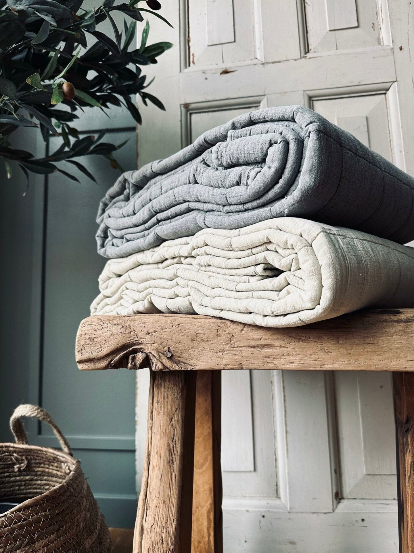Plaid STONE-WASHED Quilt – Nature - VIAMAJA.DK