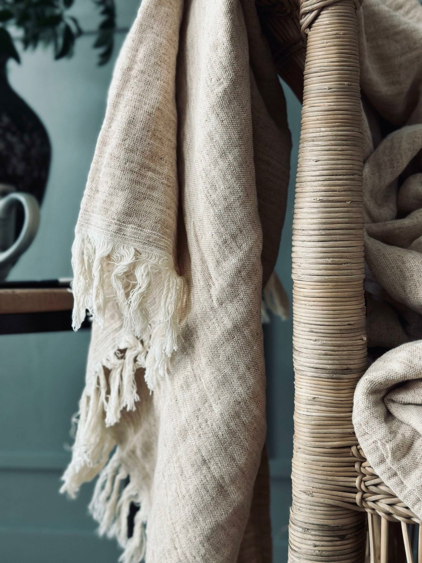 Plaid vævet med kork – Nature mix - VIAMAJA.DK