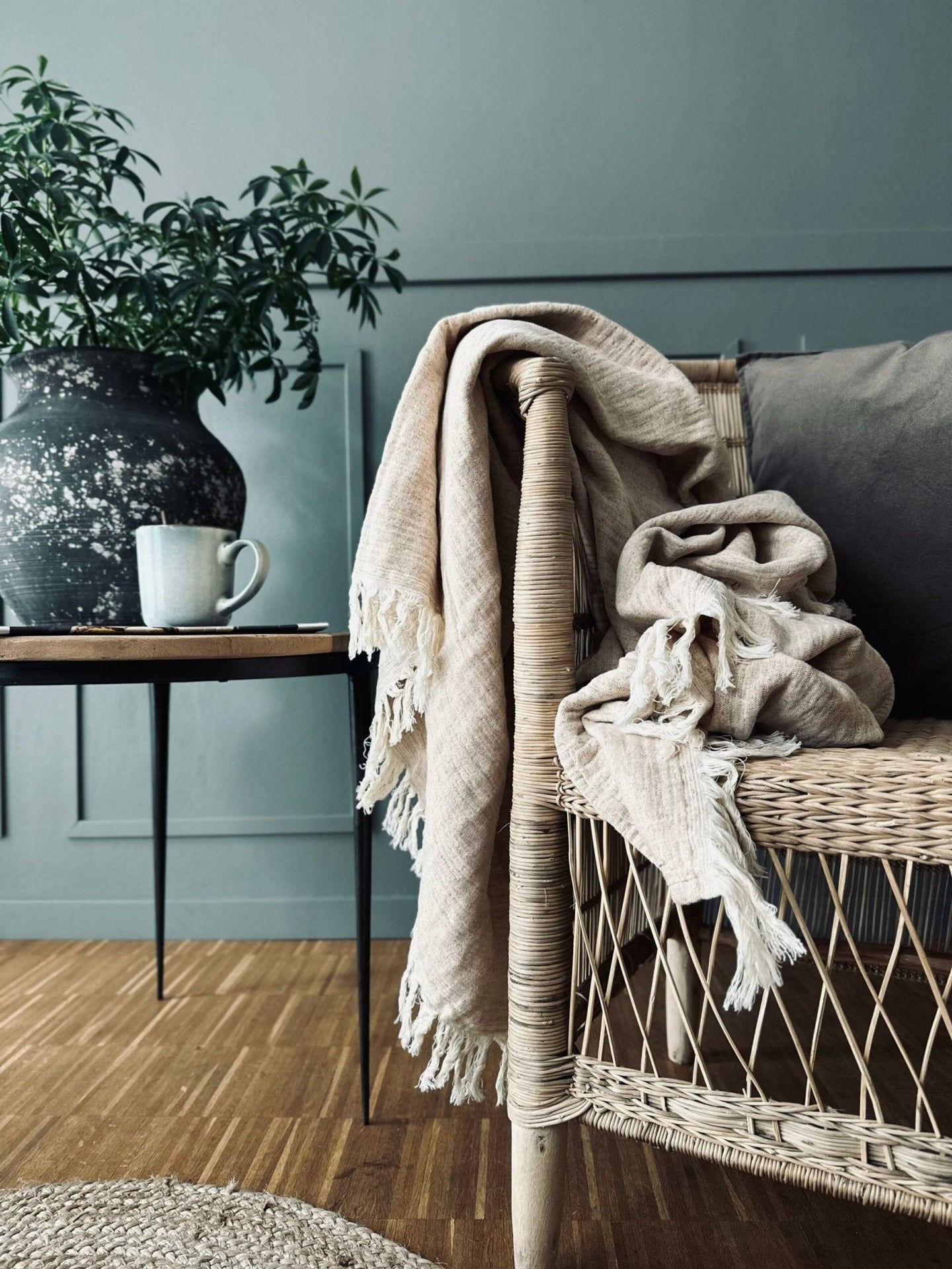 Plaid vævet med kork – Nature mix - VIAMAJA.DK