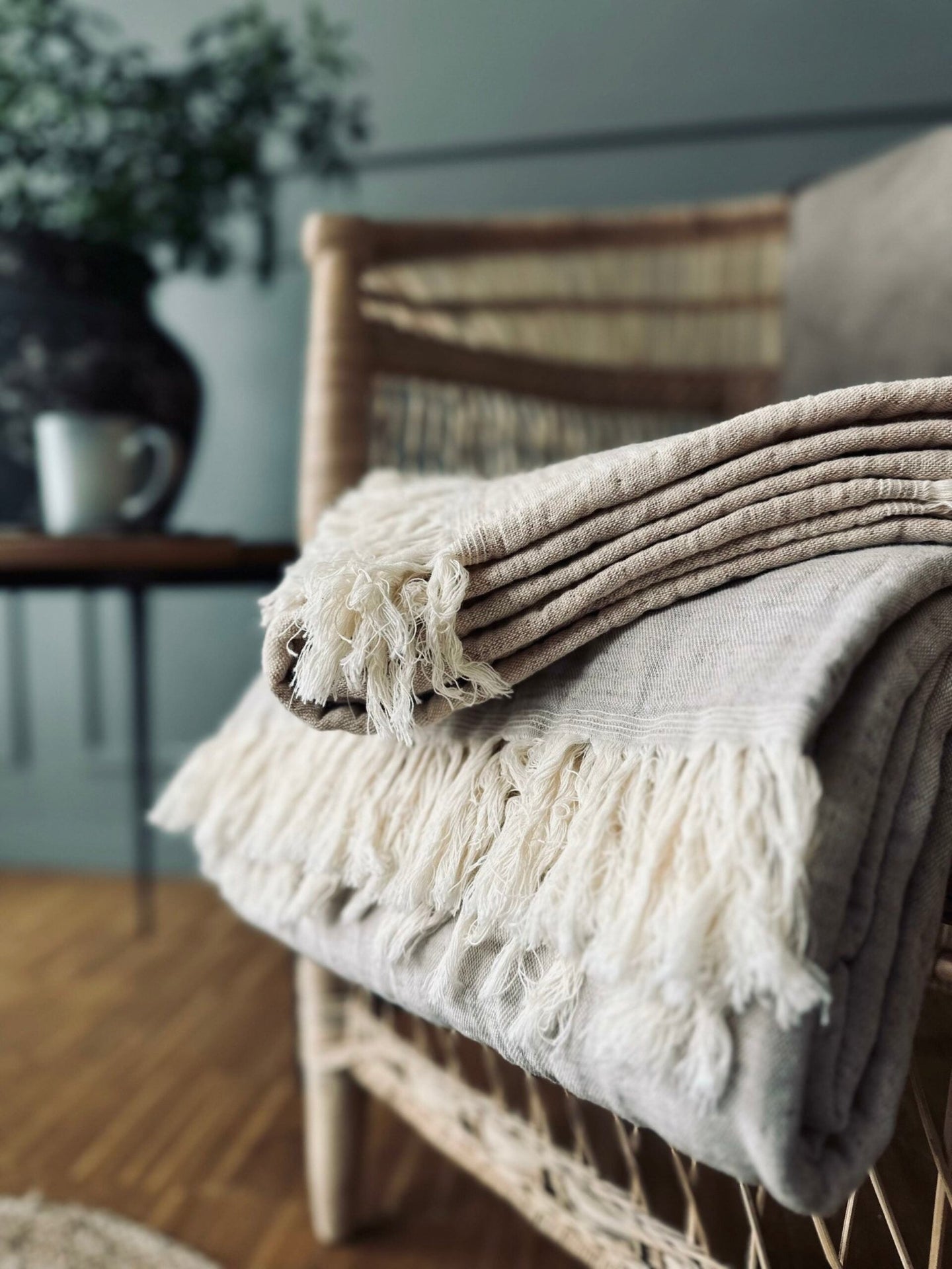 Plaid vævet med kork – Nature mix - VIAMAJA.DK