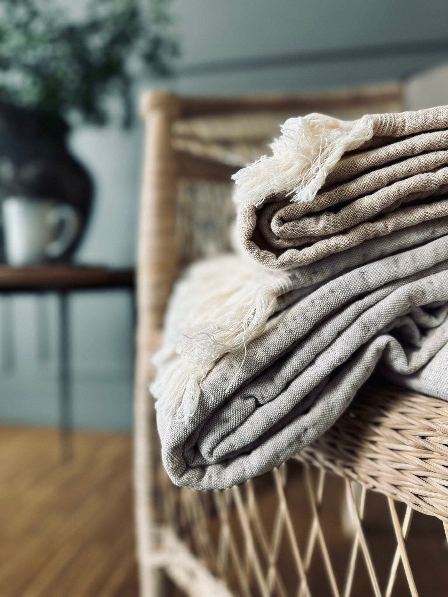 Plaid vævet med kork – Nature mix - VIAMAJA.DK