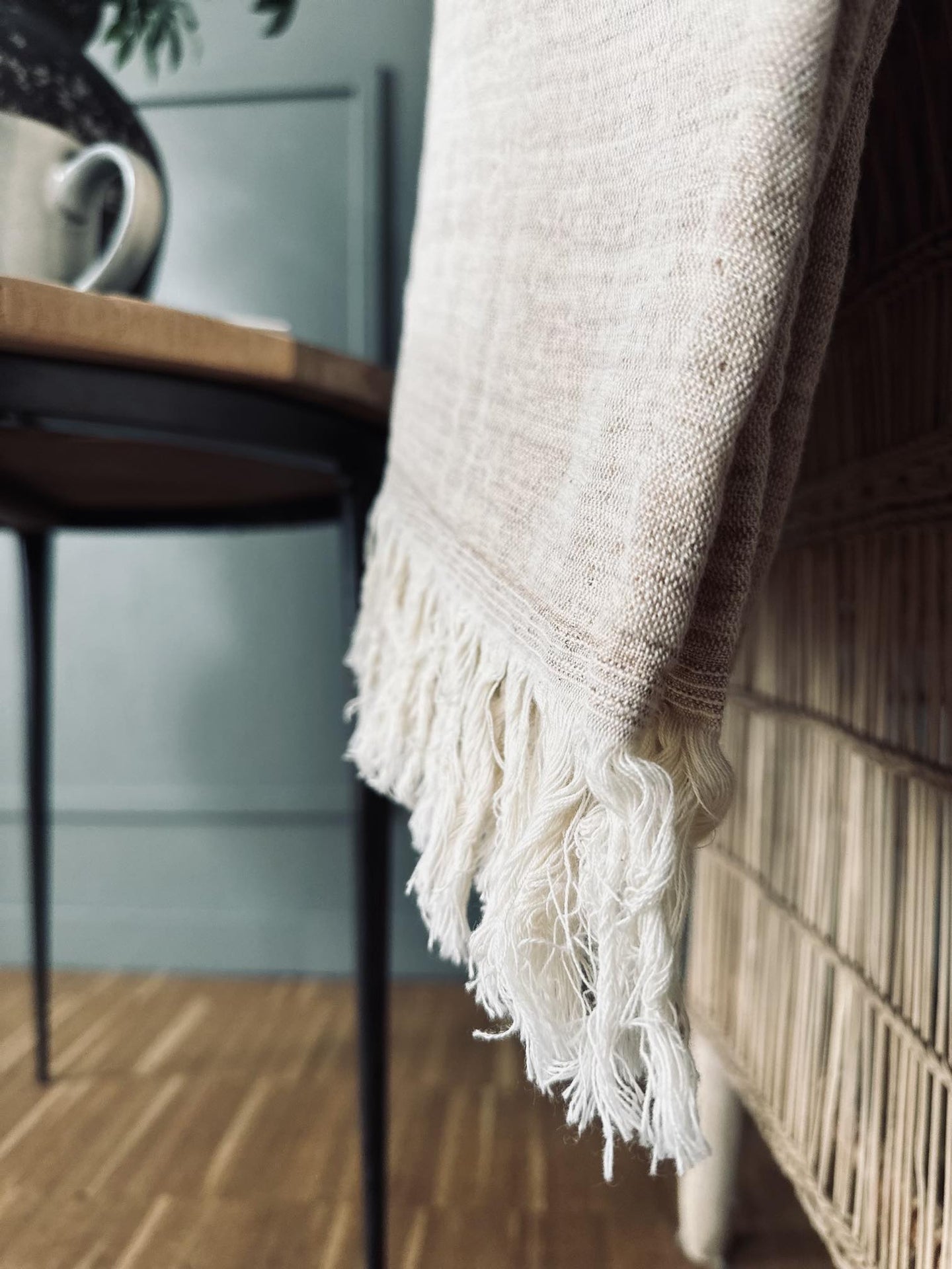 Plaid vævet med kork – Nature mix - VIAMAJA.DK