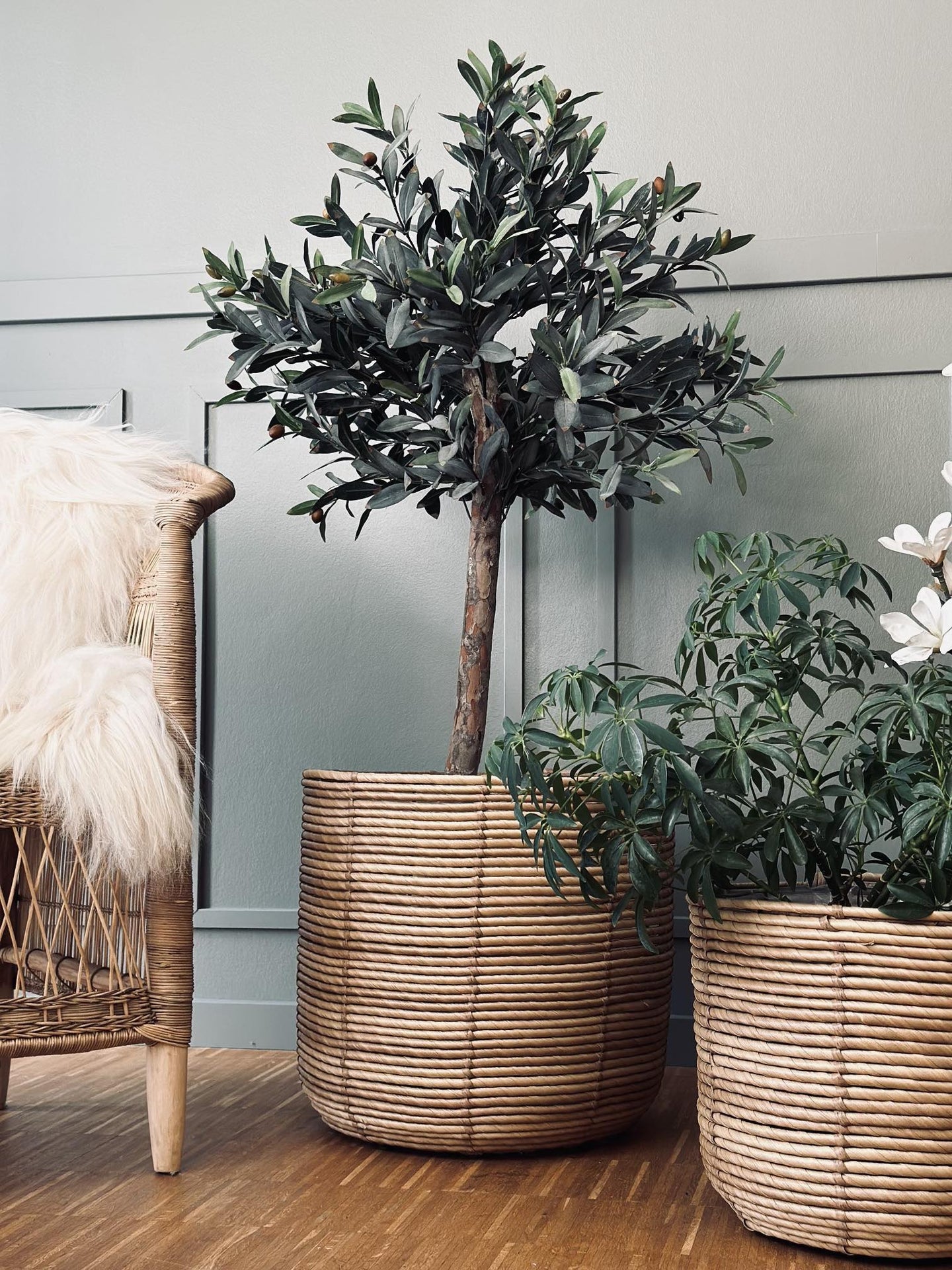 Plantekurve RATTAN BIG - Sæt med 3 størrelser - VIAMAJA.DK