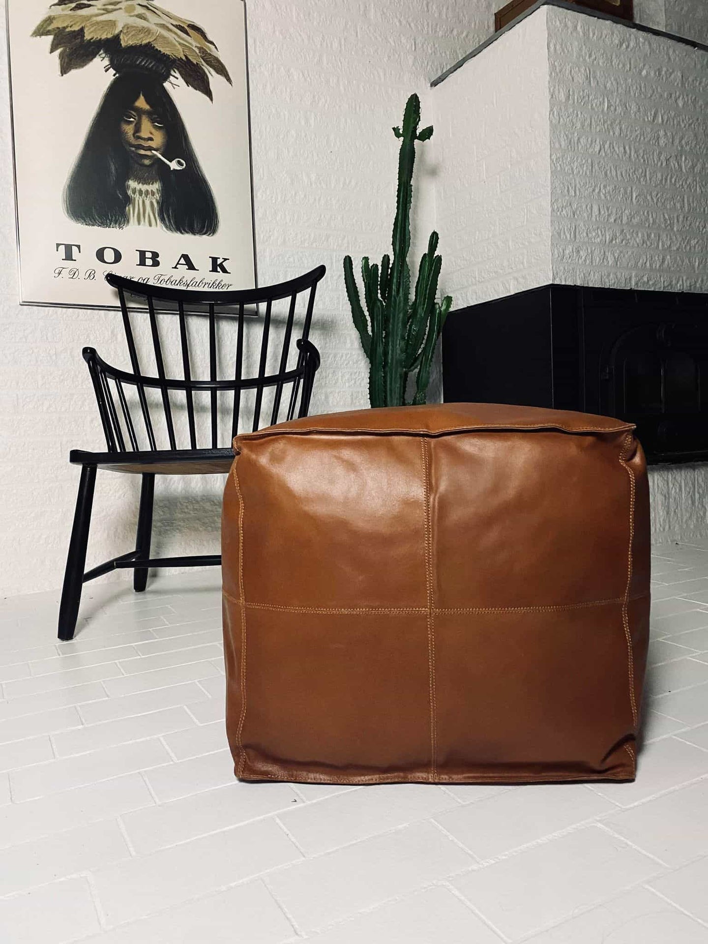 Puff i cognac læder - VIAMAJA.DK