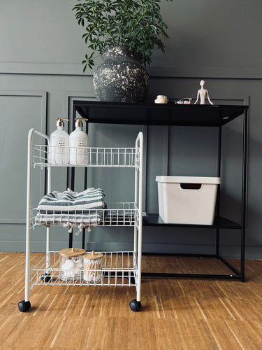 Rullevogn med trådkurve - Hvid - VIAMAJA.DK