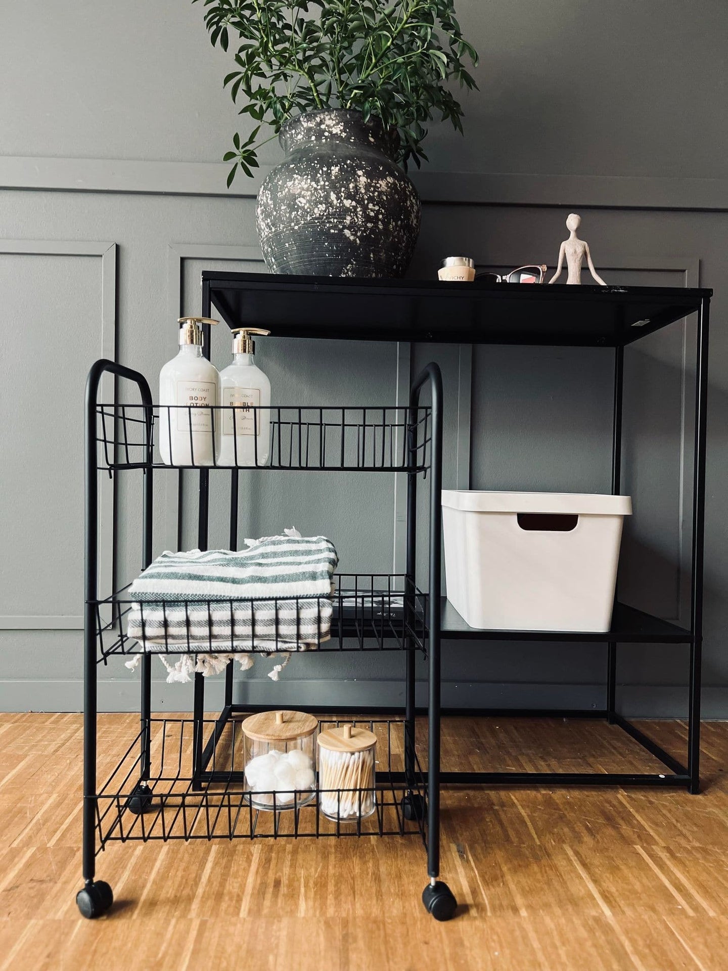 Rullevogn med trådkurve - Sort - VIAMAJA.DK