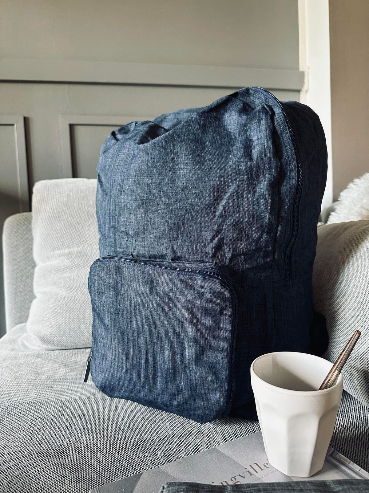 Rygsæk - Blå nylon foldbar - VIAMAJA.DK