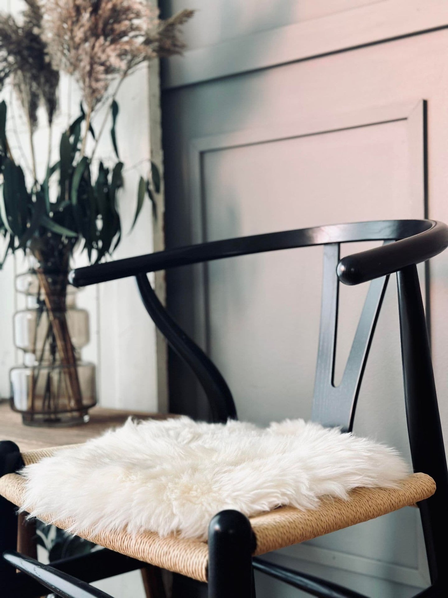 Sædeskind Ø 33cm - Hvid lammeskind - VIAMAJA.DK