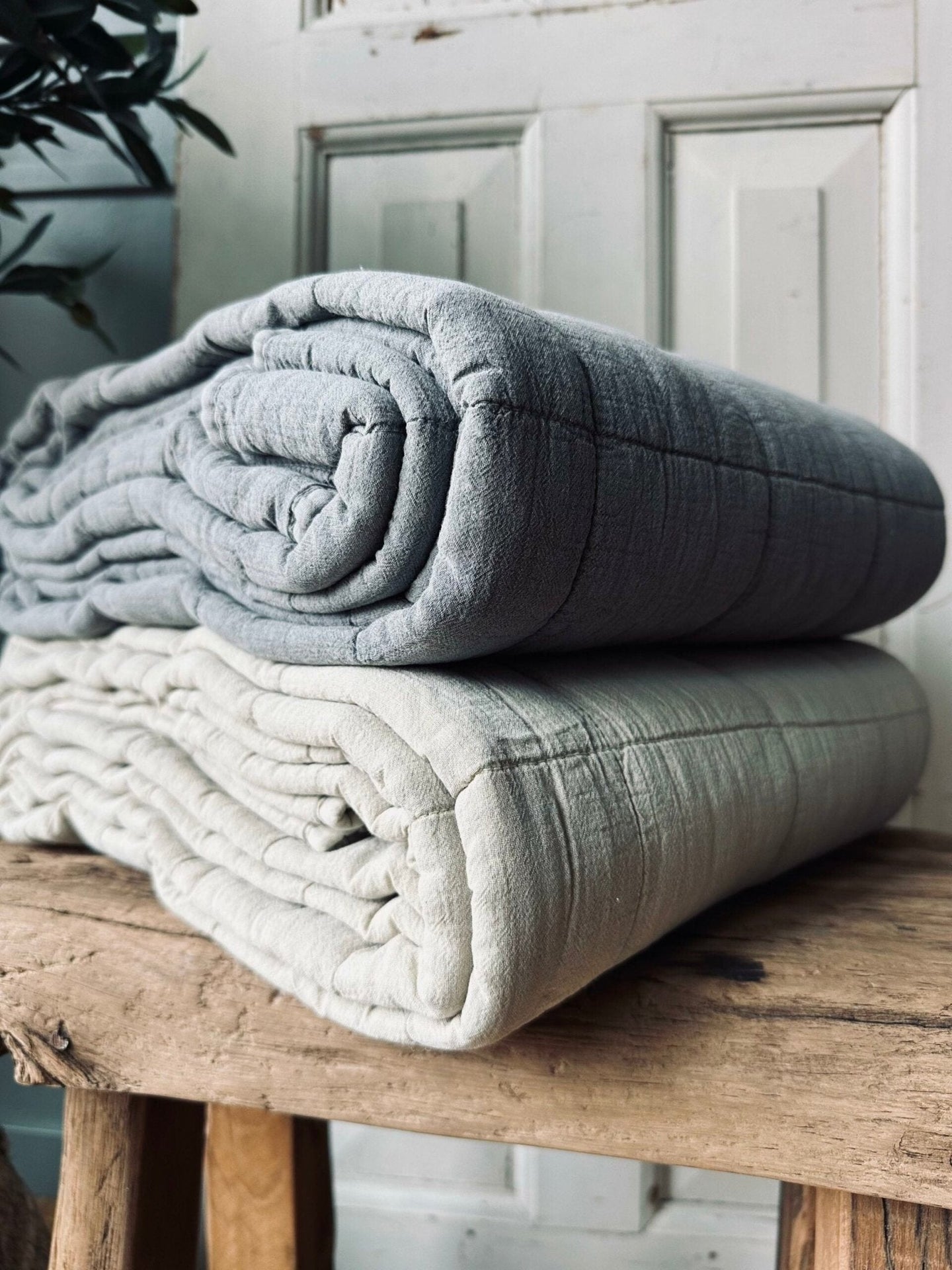 Sengetæppe STONE-WASHED Quilt – Nature - VIAMAJA.DK