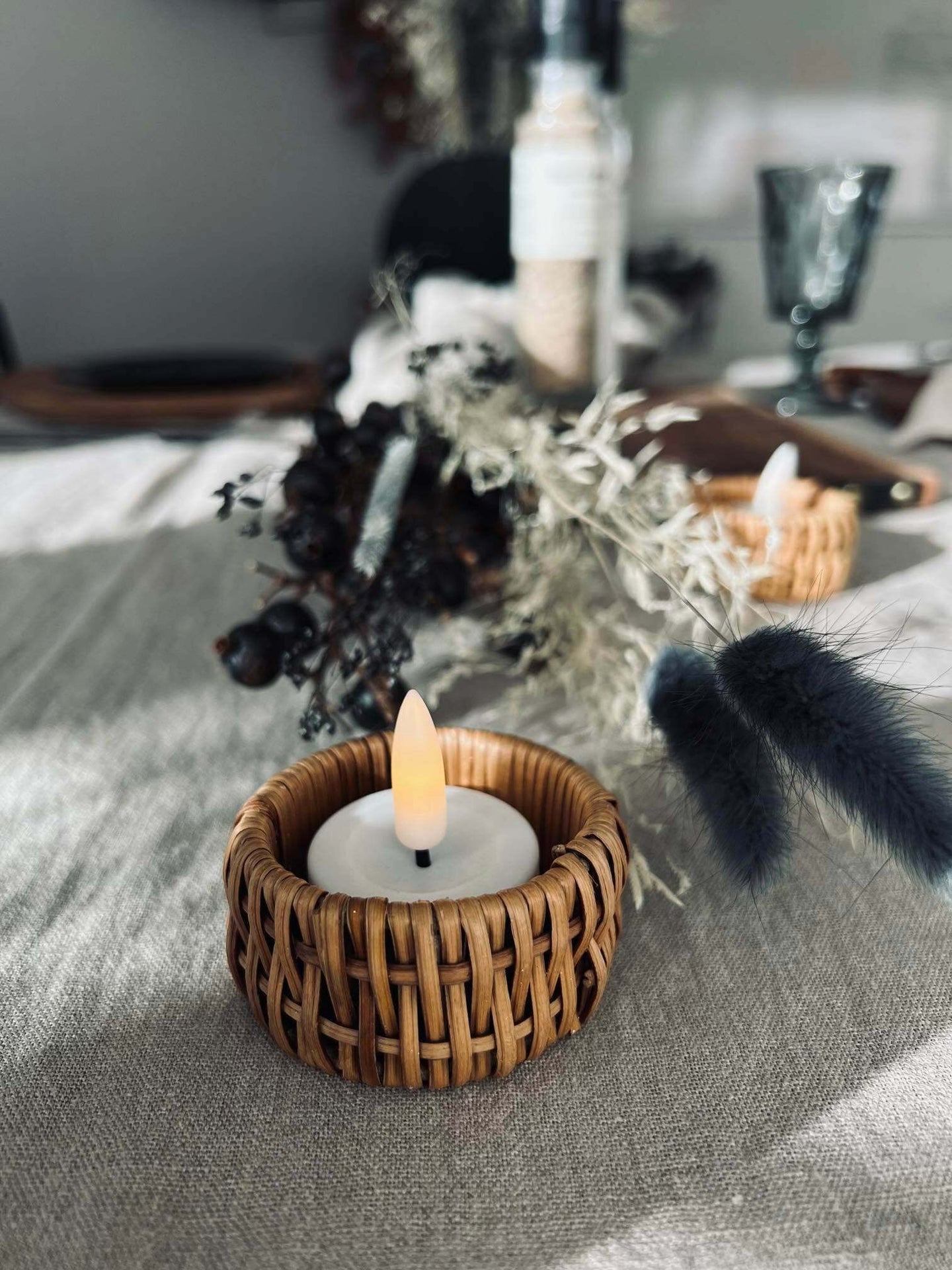 Servietring - Sæt af 4 stk i lys rattan - VIAMAJA.DK