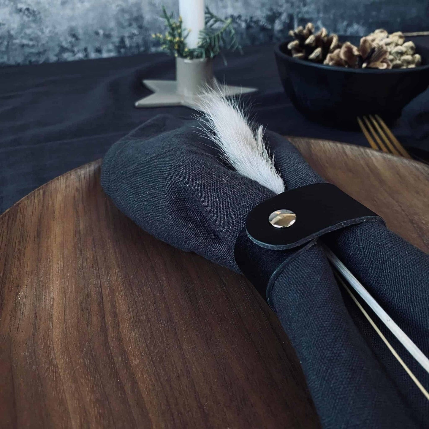 Servietringe Genbrugslæder 6 stk – Sort læder - VIAMAJA.DK