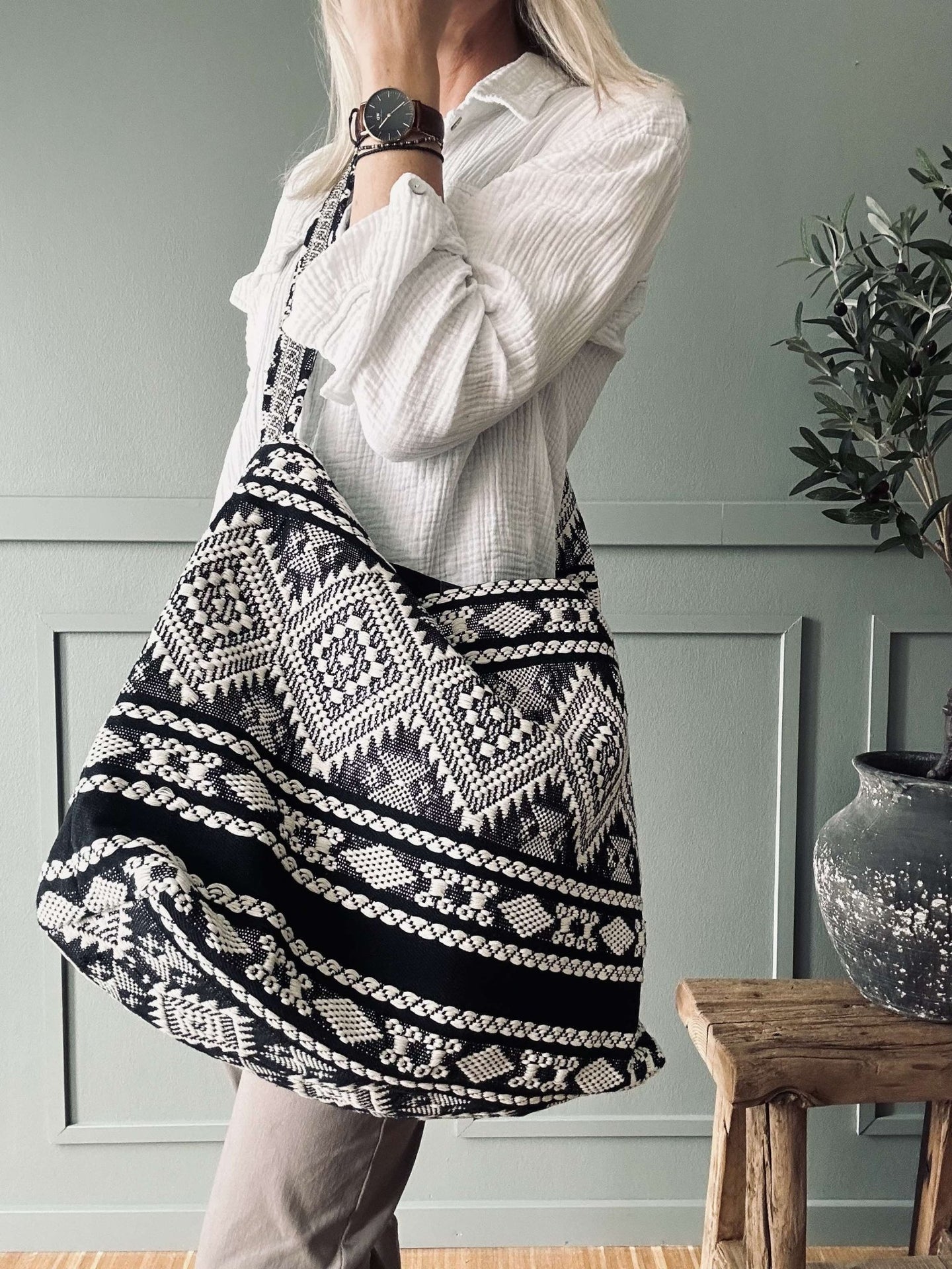 Shopper Black boheme – Perfekt til yoga - VIAMAJA.DK