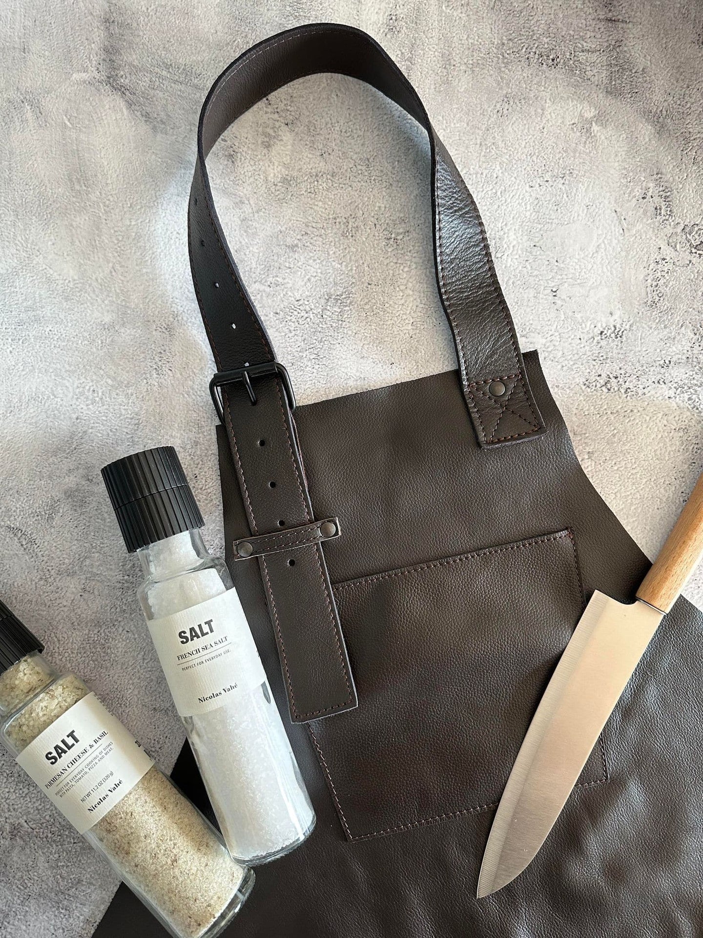 Skindforklæde – Brun bøffellæder - VIAMAJA.DK