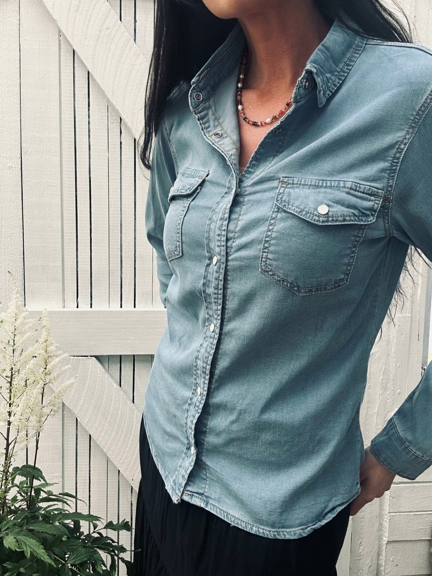 Skjorte Denim med stretch - VIAMAJA.DK