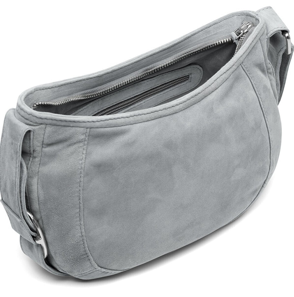 Skuldertaske silver grey leather - VIAMAJA.DK