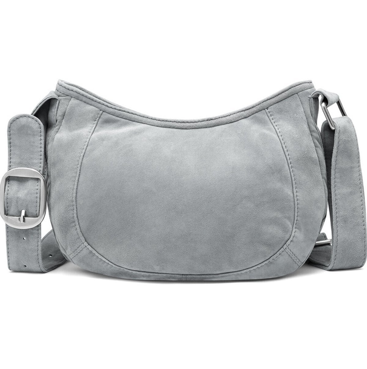 Skuldertaske silver grey leather - VIAMAJA.DK