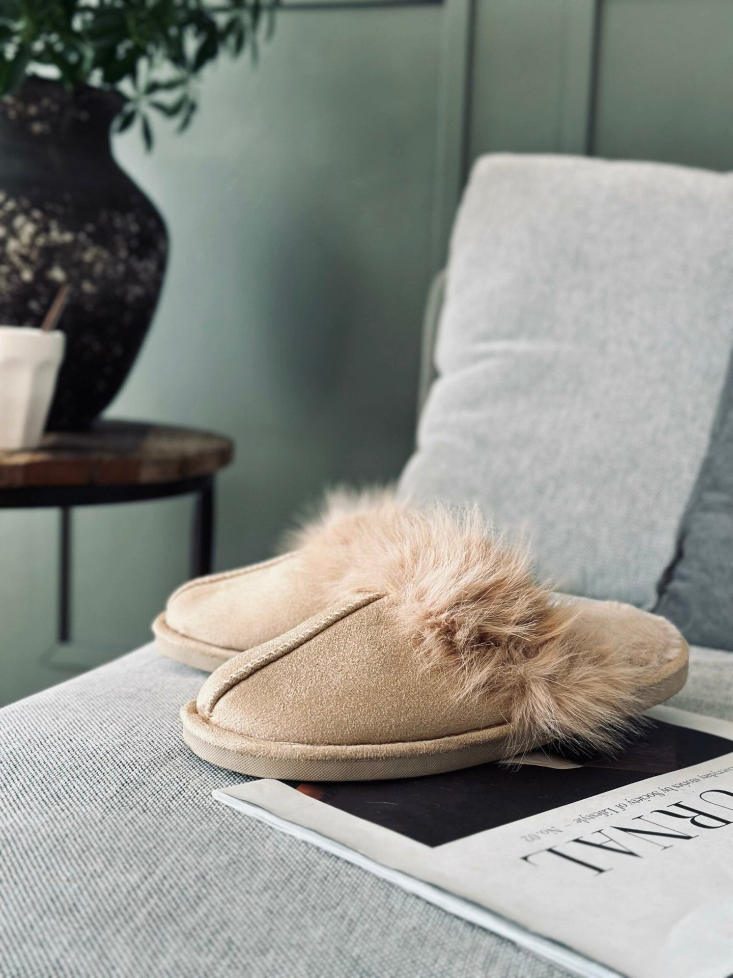 Slippers Lys Camel - VIAMAJA.DK