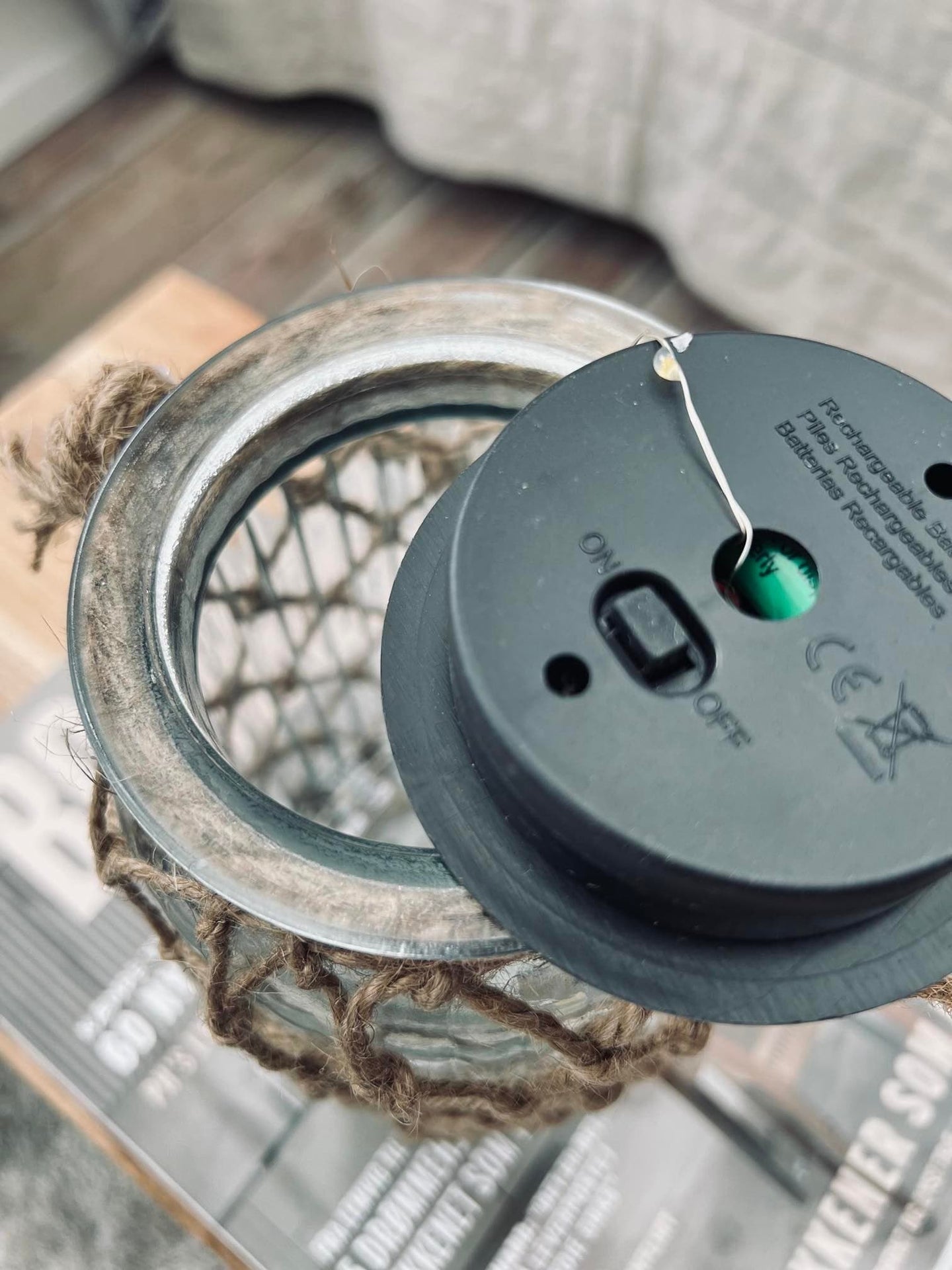 Solcelle lanterne - Glas og jute - VIAMAJA.DK