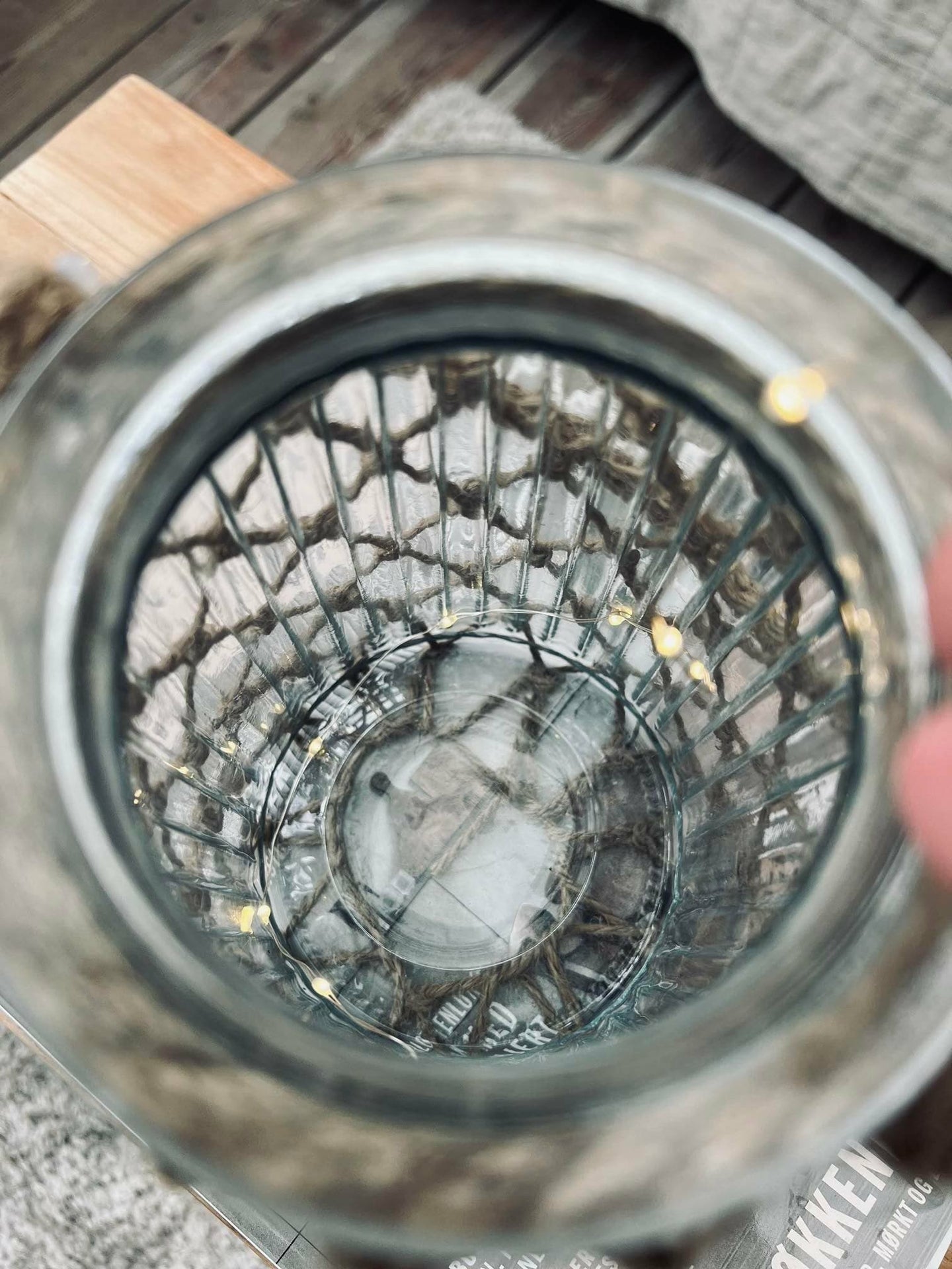 Solcelle lanterne - Glas og jute - VIAMAJA.DK