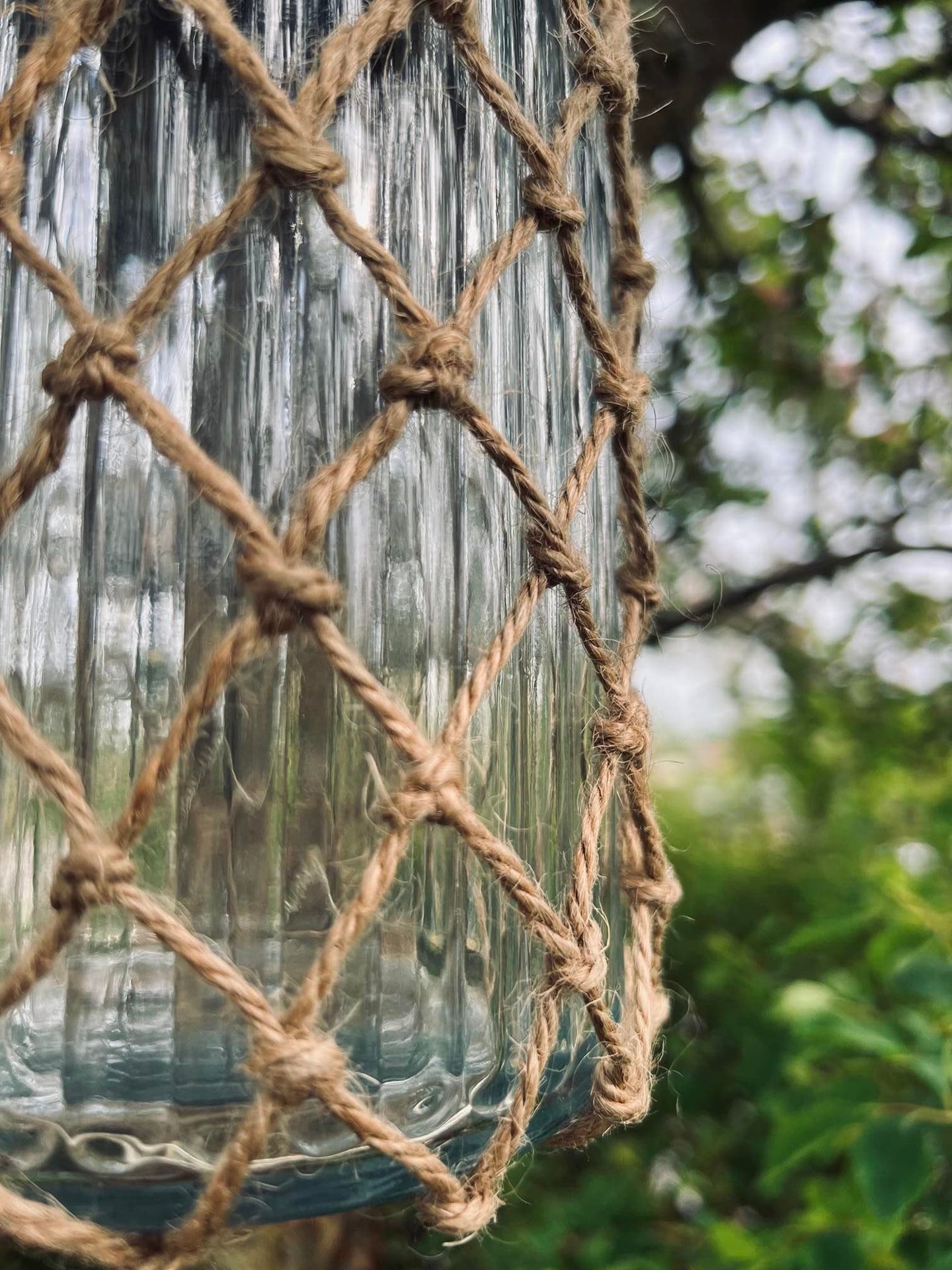 Solcelle lanterne - Glas og jute - VIAMAJA.DK