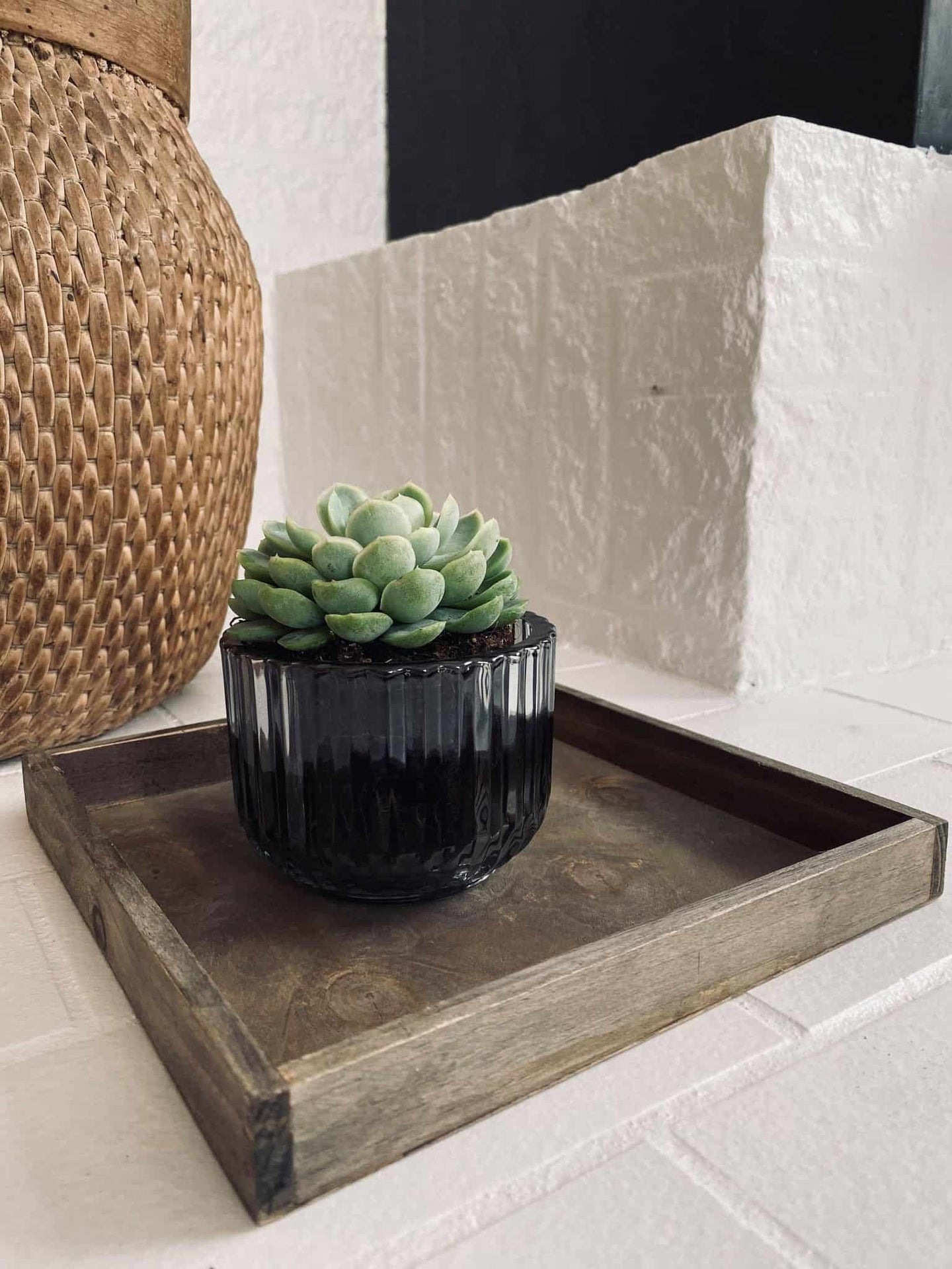 Stor Glas fyrfadsstage – Lav Røgfarvet - VIAMAJA.DK