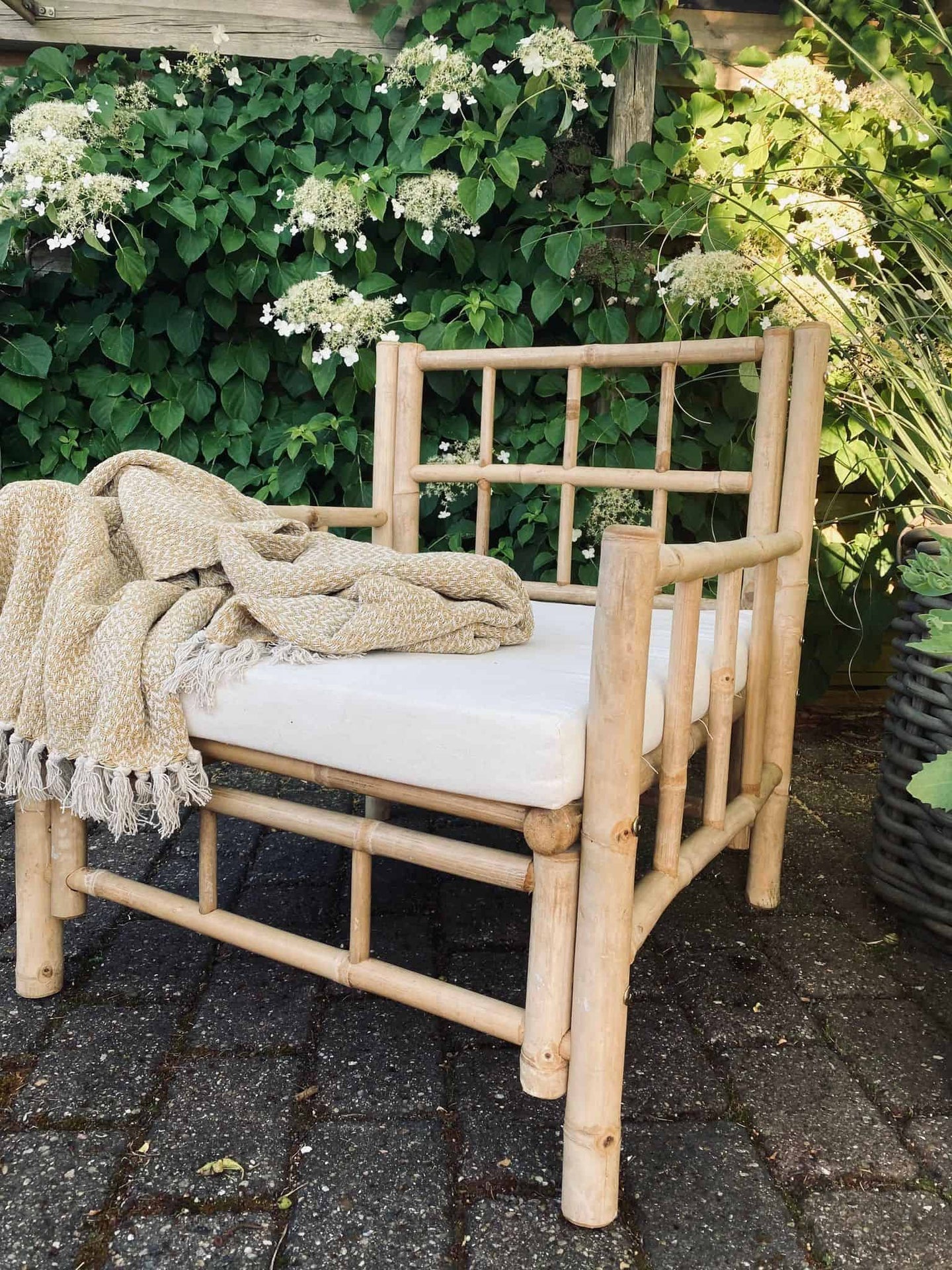 Tæppe genanvendt bomuld - Sennep - VIAMAJA.DK