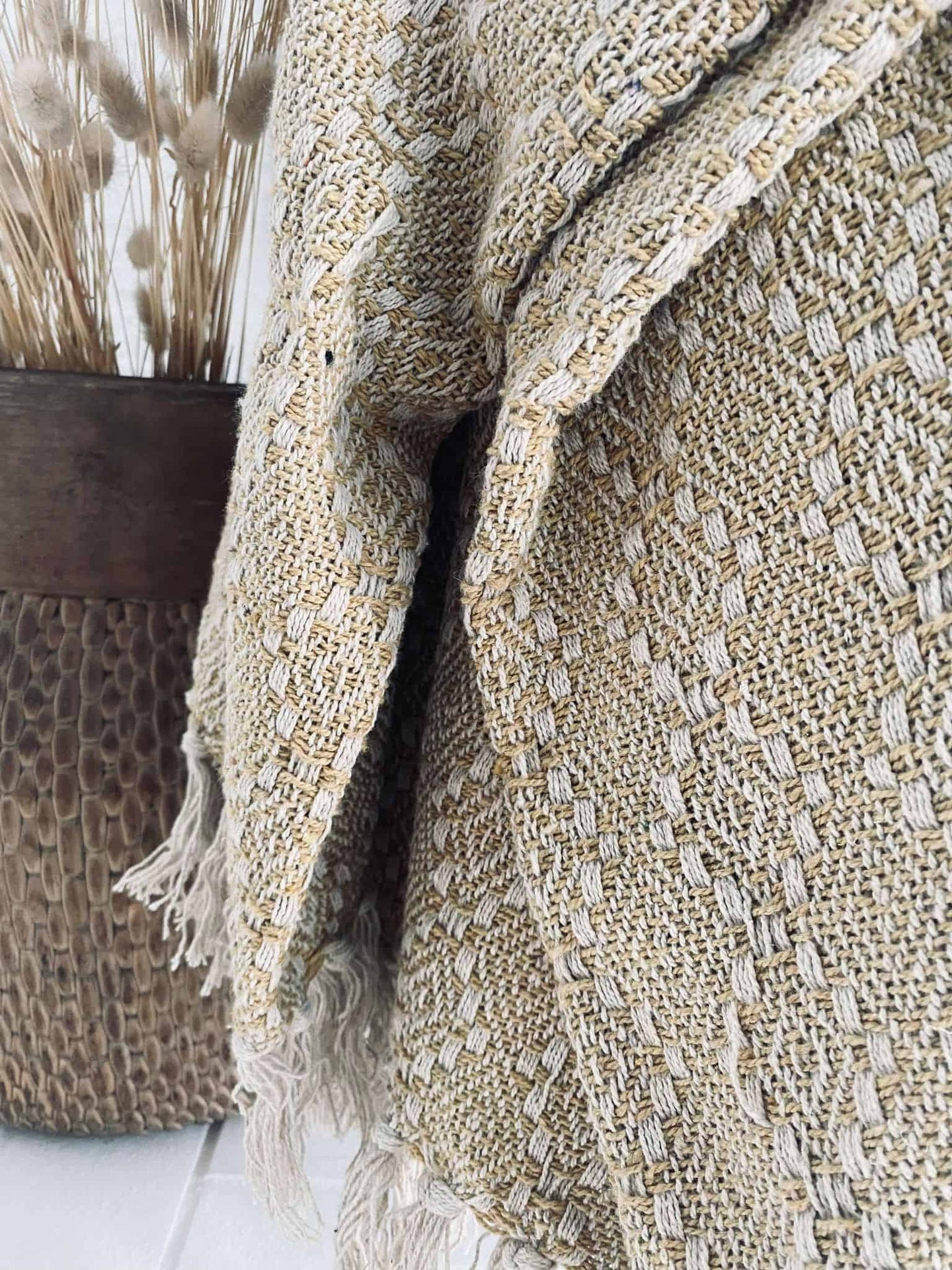 Tæppe genanvendt bomuld – Sennep - VIAMAJA.DK