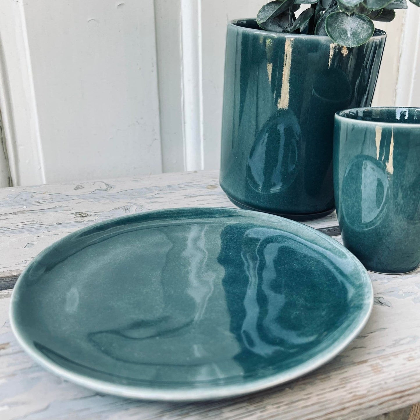 Tallerken stentøj - 21cm Havgrøn - VIAMAJA.DK