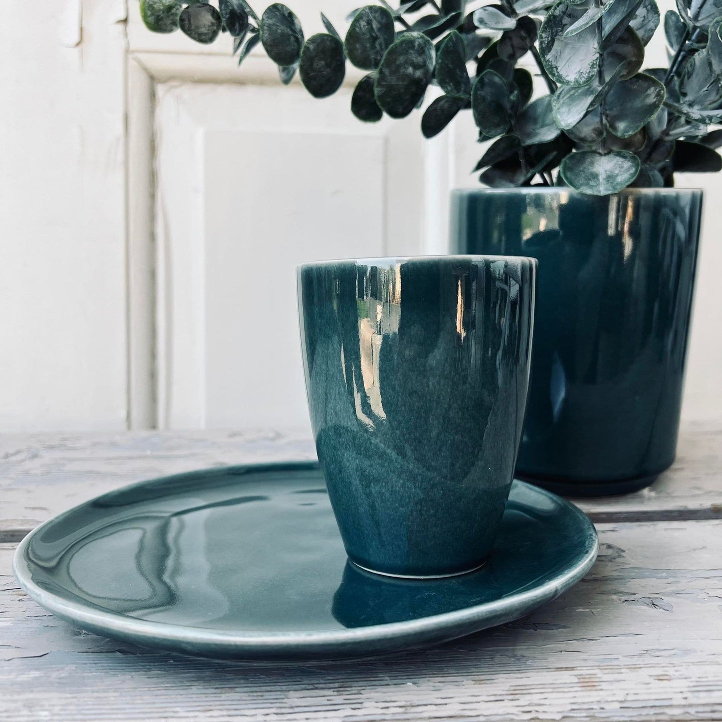 Tallerken stentøj - 21cm Havgrøn - VIAMAJA.DK