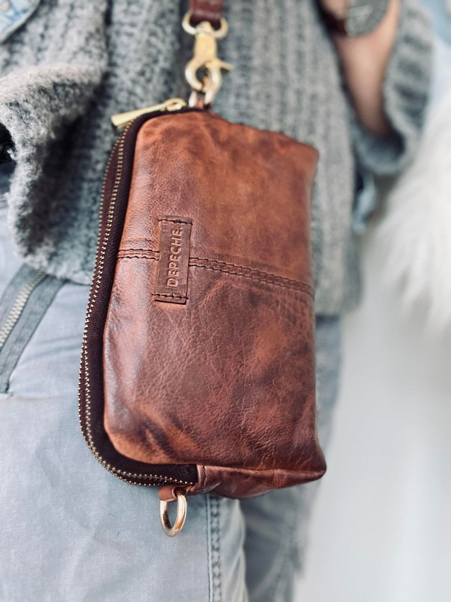 Taske / clutch - RIMA - Lækker Brandy skind - VIAMAJA.DK
