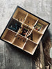 TEA BOX med text på glasslock