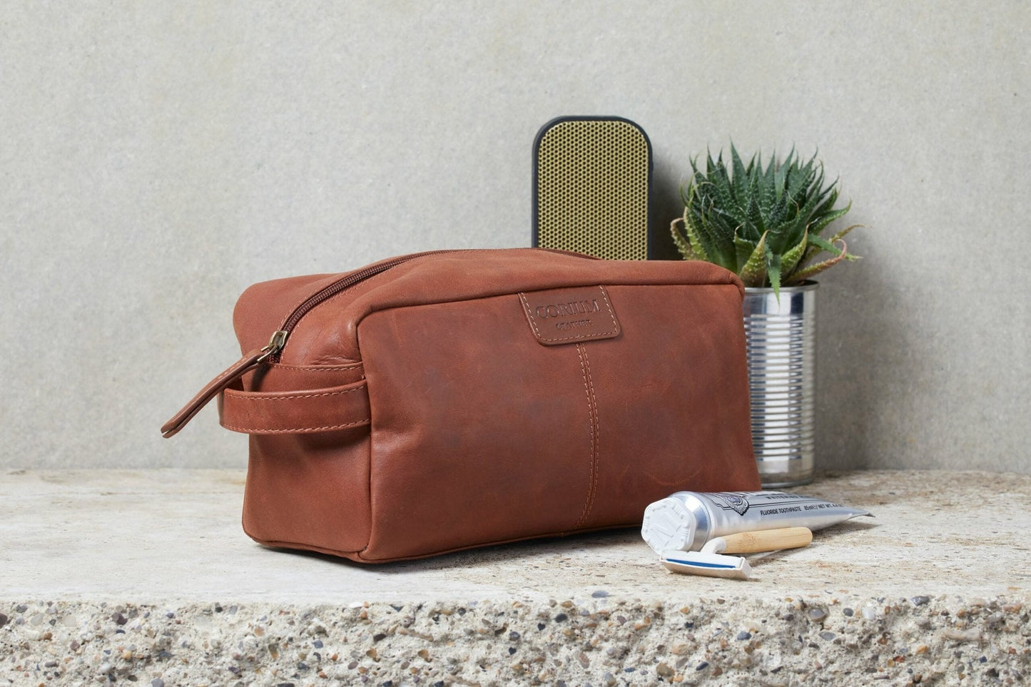 Toilettaske Cognac Leather - VIAMAJA.DK