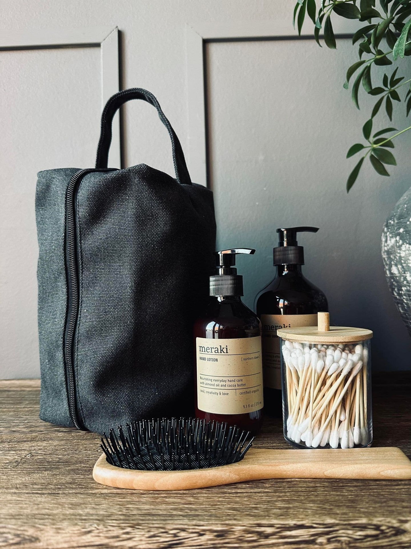 Toilettaske - Kanvas Black stone - VIAMAJA.DK