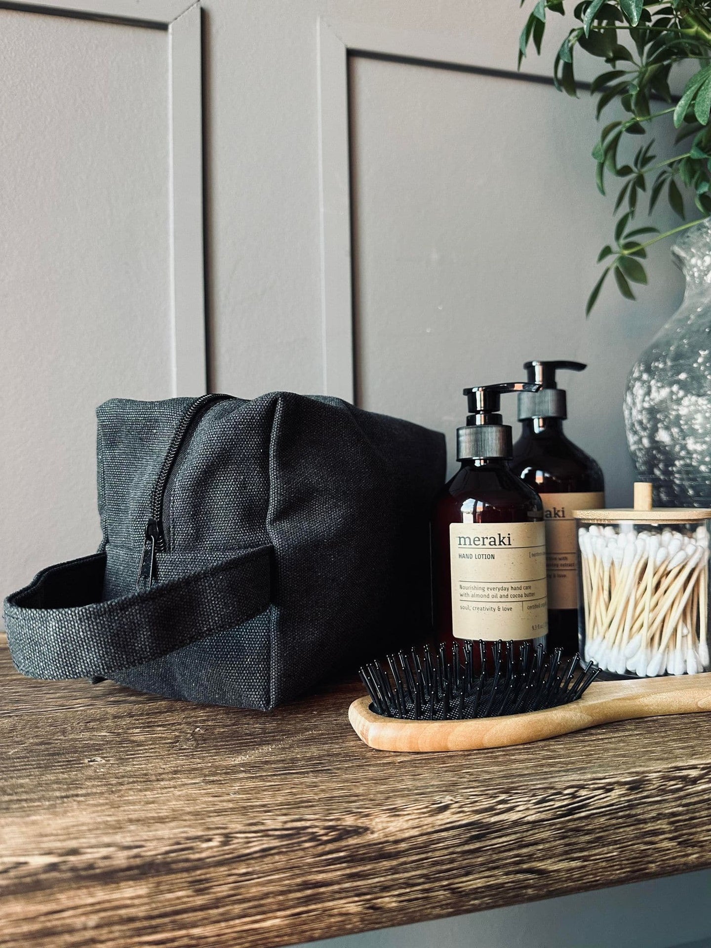 Toilettaske - Kanvas Black stone - VIAMAJA.DK