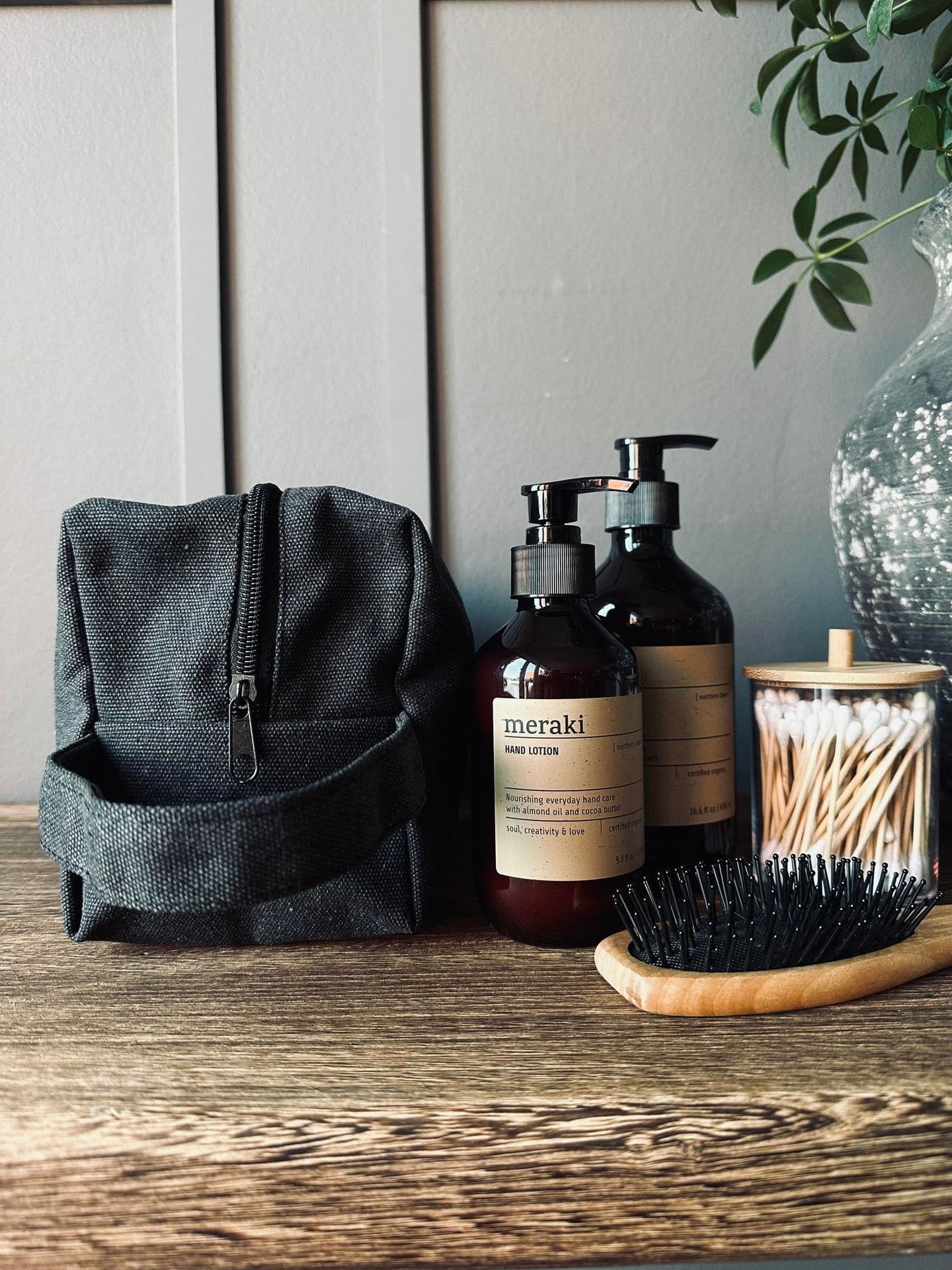 Toilettaske - Kanvas Black stone - VIAMAJA.DK