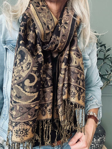 Tørklæde Paisley – Gylden - VIAMAJA.DK