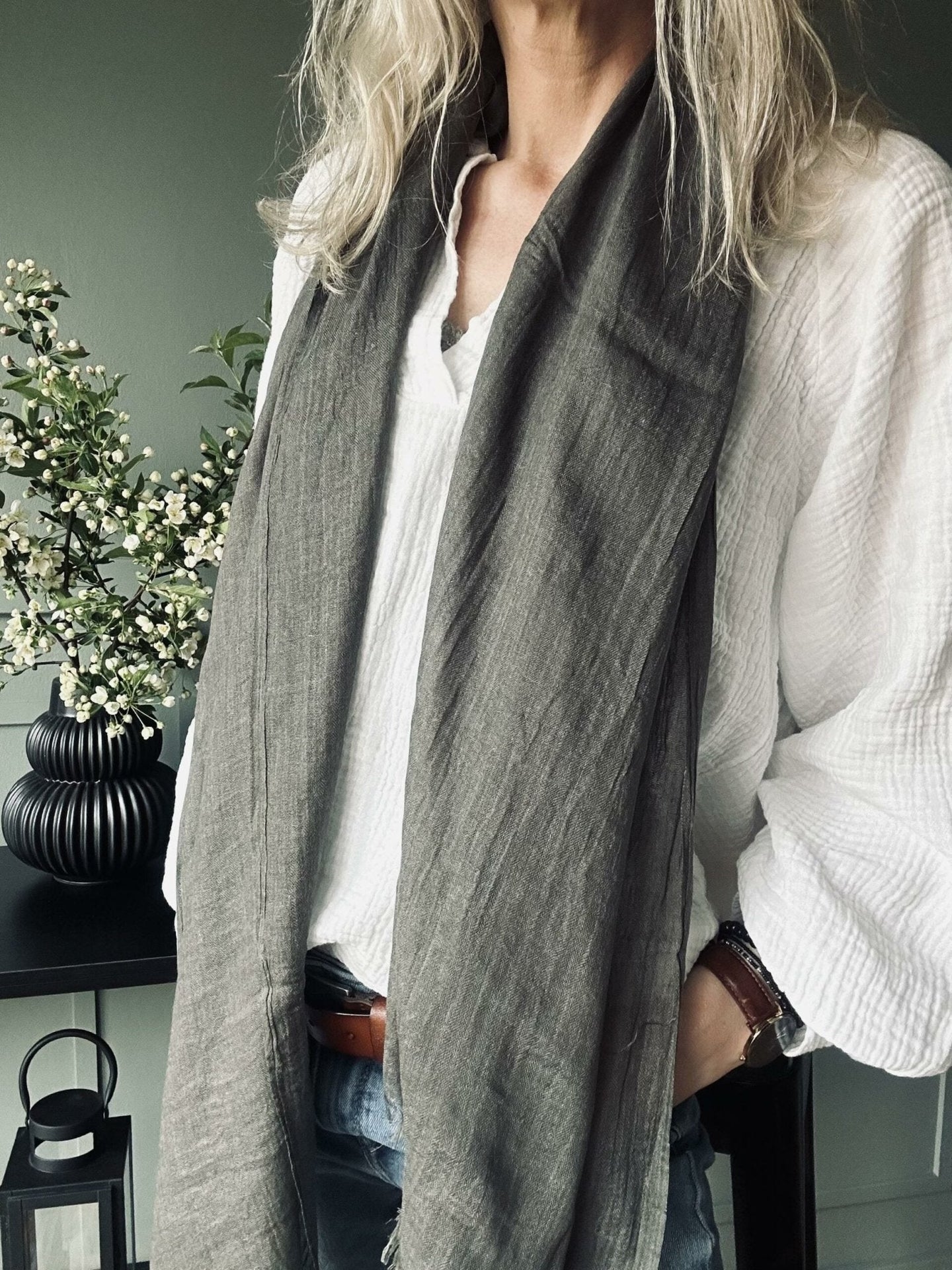 Tørklæde Simple dark olive - VIAMAJA.DK