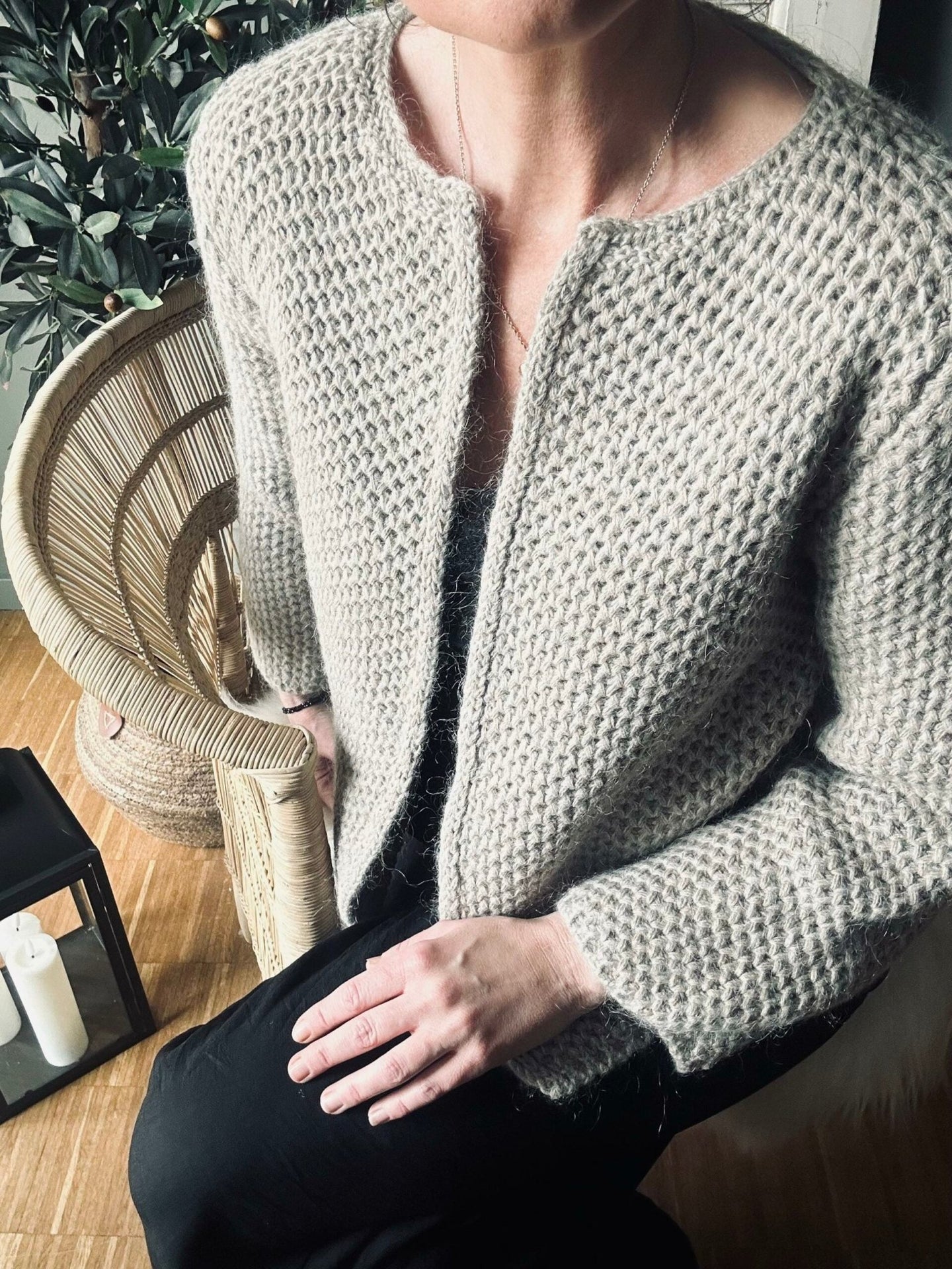 Uldjakke med honeycomb mønster - Taupe - VIAMAJA.DK