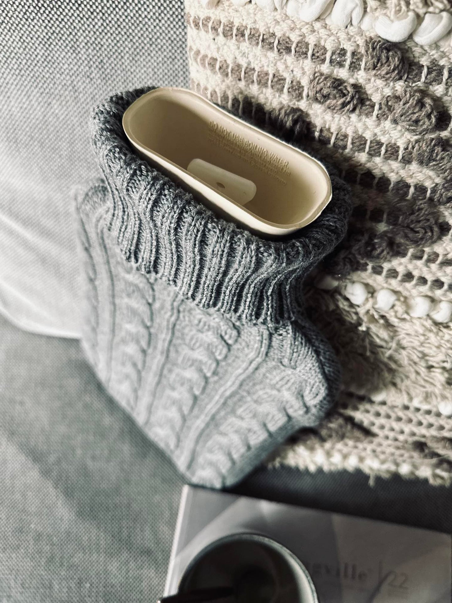 Varmedunk med grå strik - VIAMAJA.DK