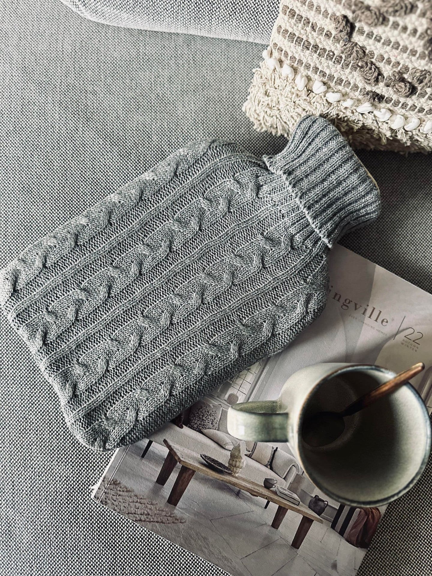 Varmedunk med grå strik - VIAMAJA.DK