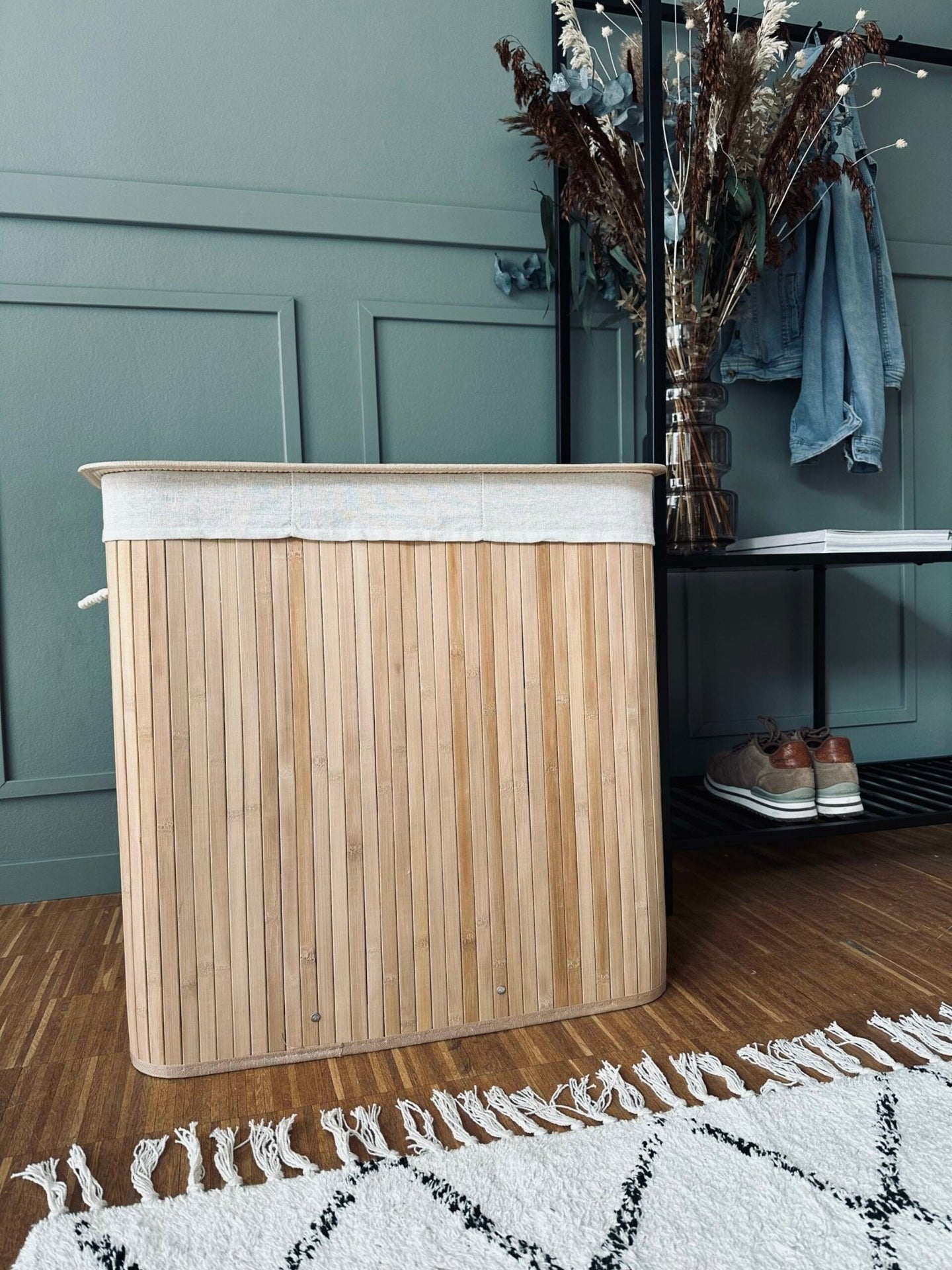 Vasketøjskurv – Bambus med tre rum - VIAMAJA.DK