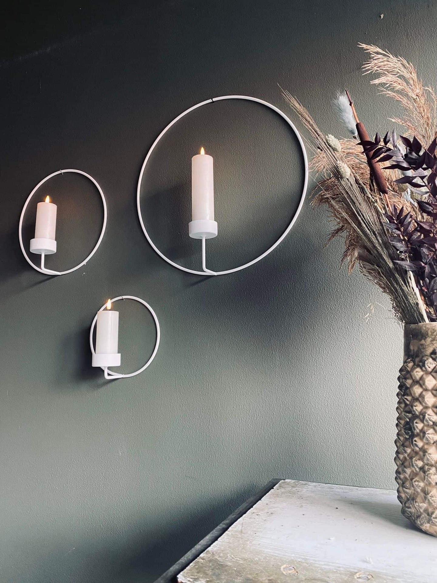 VIAMAJA Cirkel bloklysstage – Hvid Ø 20cm - VIAMAJA.DK