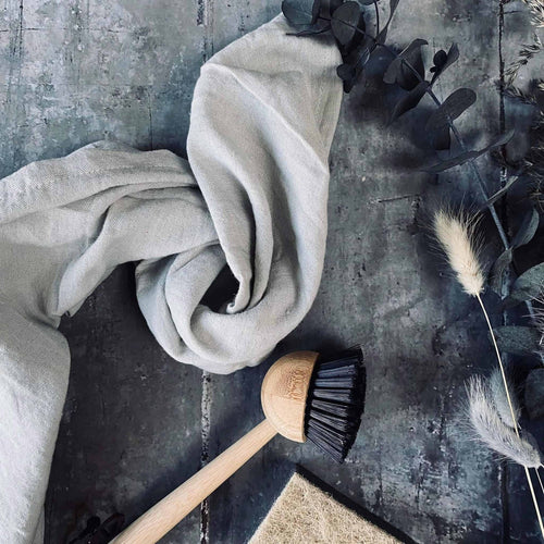 Viskestykke i bomuld og hør – Stone - VIAMAJA.DK