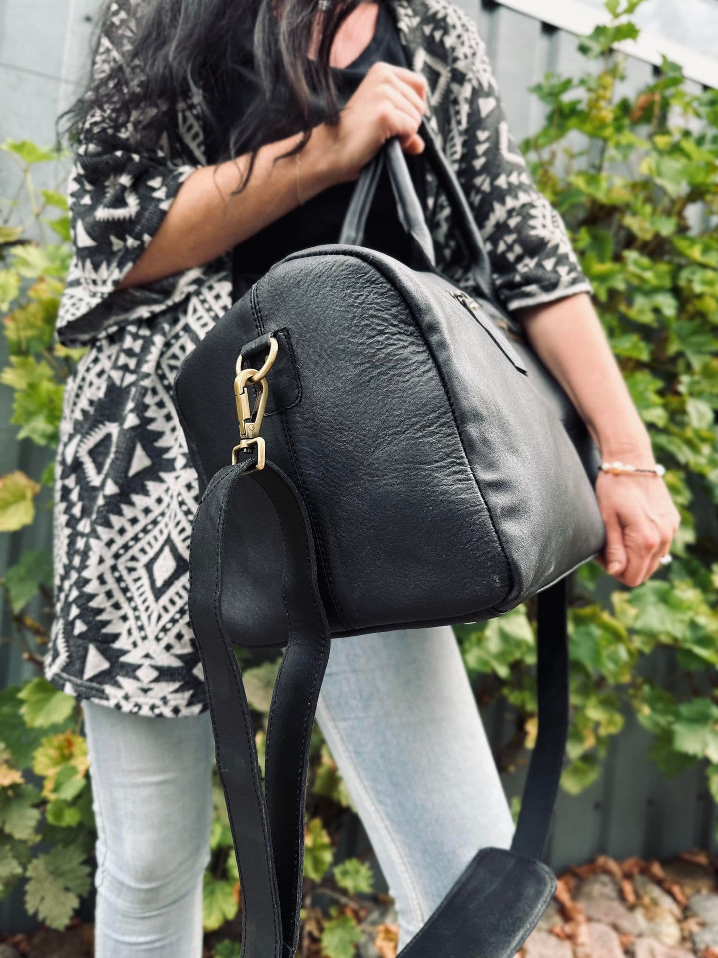 Weekendtaske - Black leather - VIAMAJA.DK